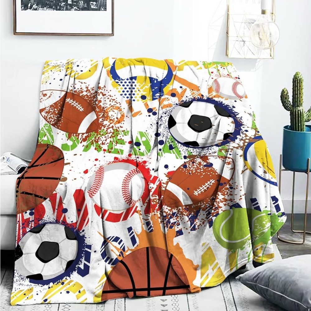 Sports Soccer Throw Blanket 50” x 60”